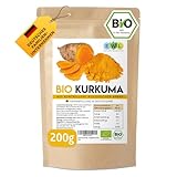 EWL Naturprodukte Kurkuma Pulver BIO, 200g Kurkuma Bio Pulver fein gemahlen, Curcuma Pulver aus kontrolliert biologischem Anbau