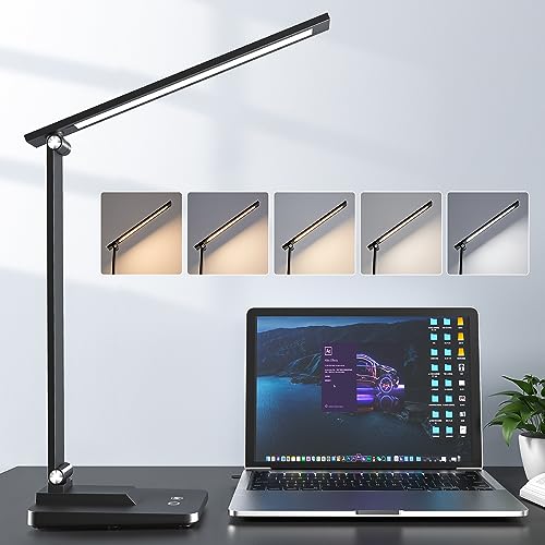 LED Tischlampe Schreibtischlampe LED, 15-Modi Tageslichtlampe Schreibtisch Lampe Desk Lamp, 900LM Table Lamp LED Tischlampe Dimmbar, LED Schreibtischlampe LED Lampe Tisch Tischlampen LED Tischleuchte