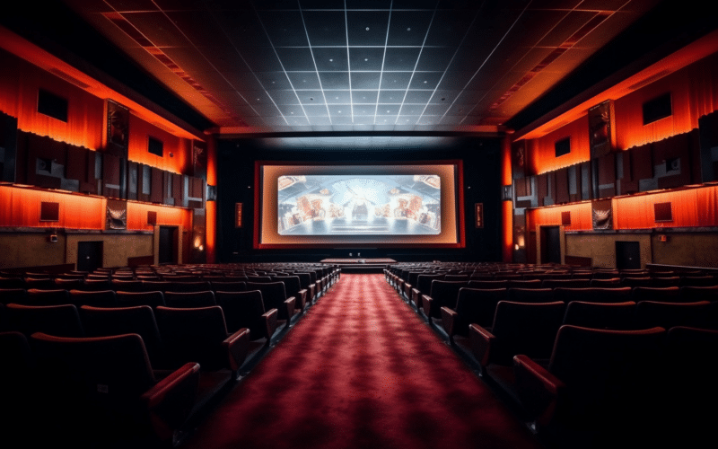 Ein Kino. Auf der Leinwand wir ein FIlm-Klassiker gezeigt