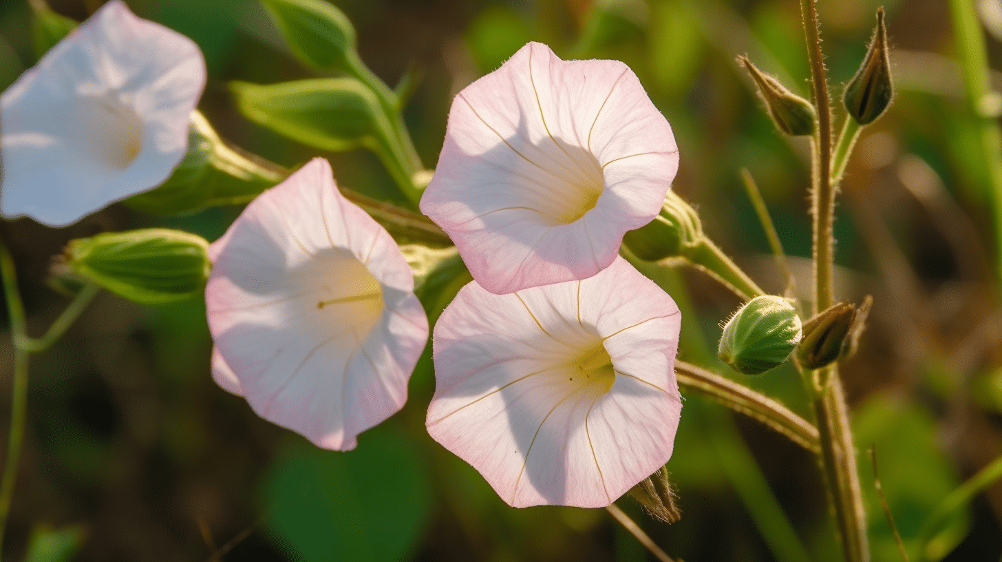 Convolvulus arvensis, die bekannt dafür ist den Rasen zu übersähen