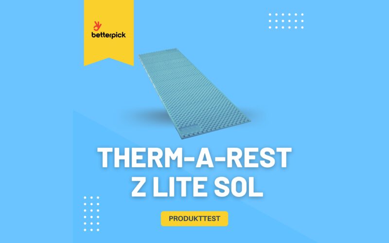 Produkttest der Therm-a-Rest Z Lite SOL Schlafmatte mit dem Logo von betterpick.