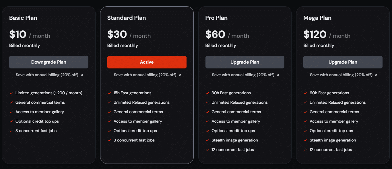 Die Midjourney Subscription Plans