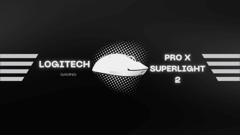 Logitech G PRO X Superlight 2 Gaming Maus mit schwarzem Hintergrund.