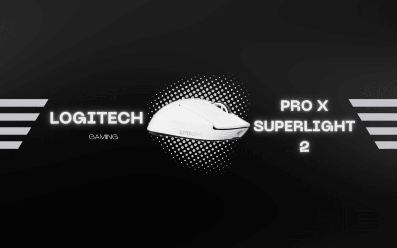 Logitech G PRO X Superlight 2 Gaming Maus mit schwarzem Hintergrund.