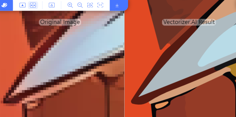 Die Vectorizer.AI Konvertierung - Originalfoto und KI-Vektorisierung im direkten Vergleich