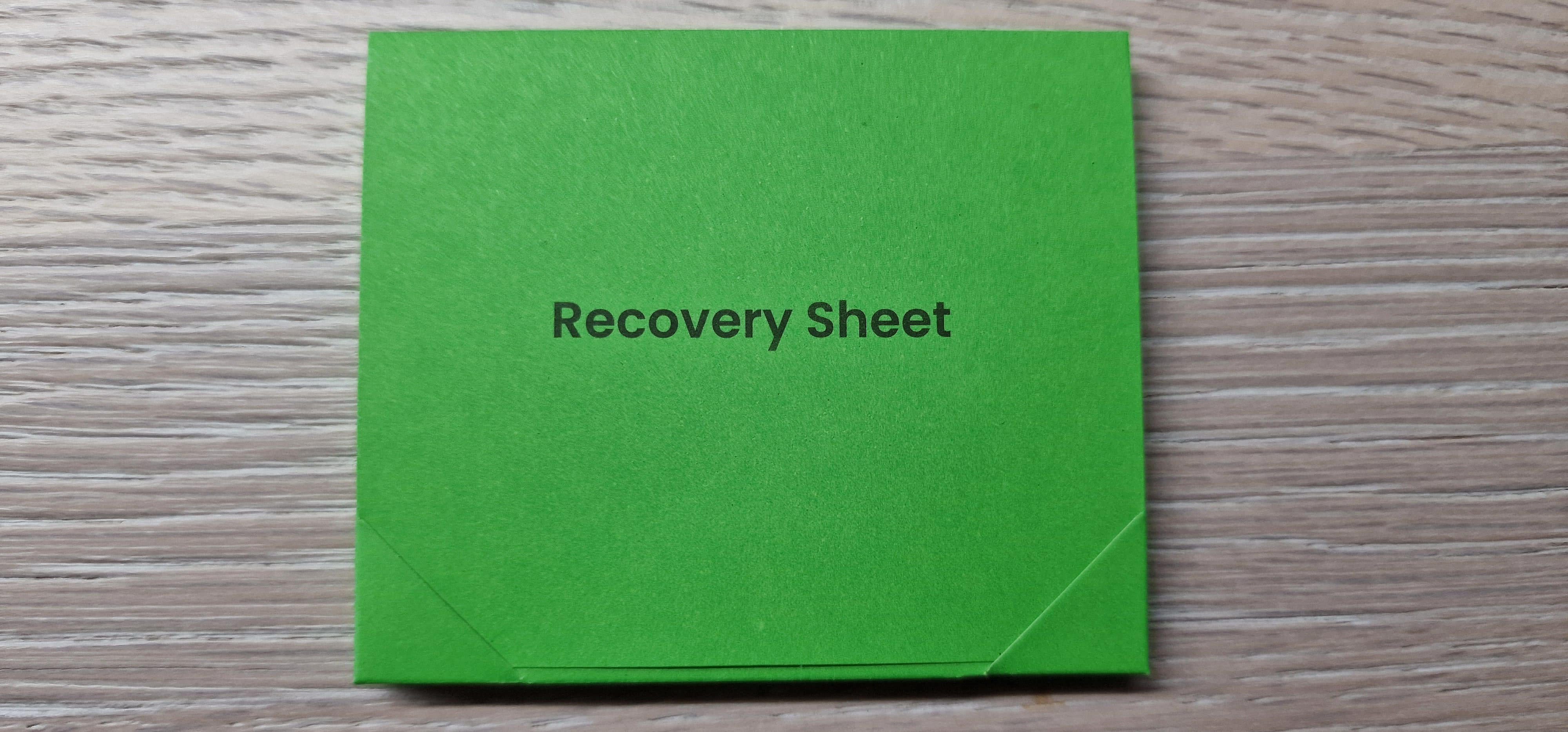 OneKey Recovery Sheets