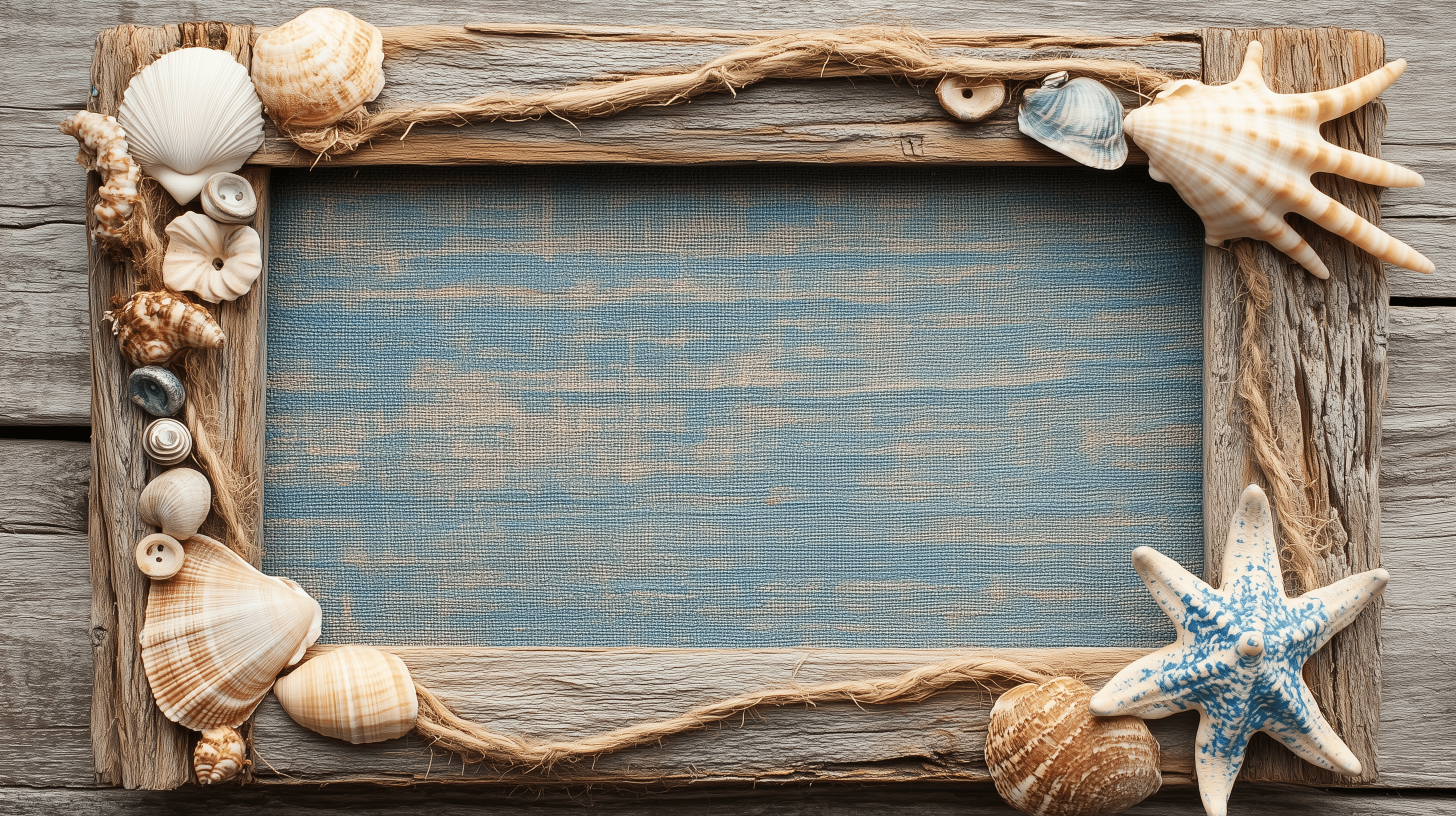 Upcycling-Fotorahmen aus Treibholz und Muscheln als Beispiel für ökologische Valentinstagsideen.