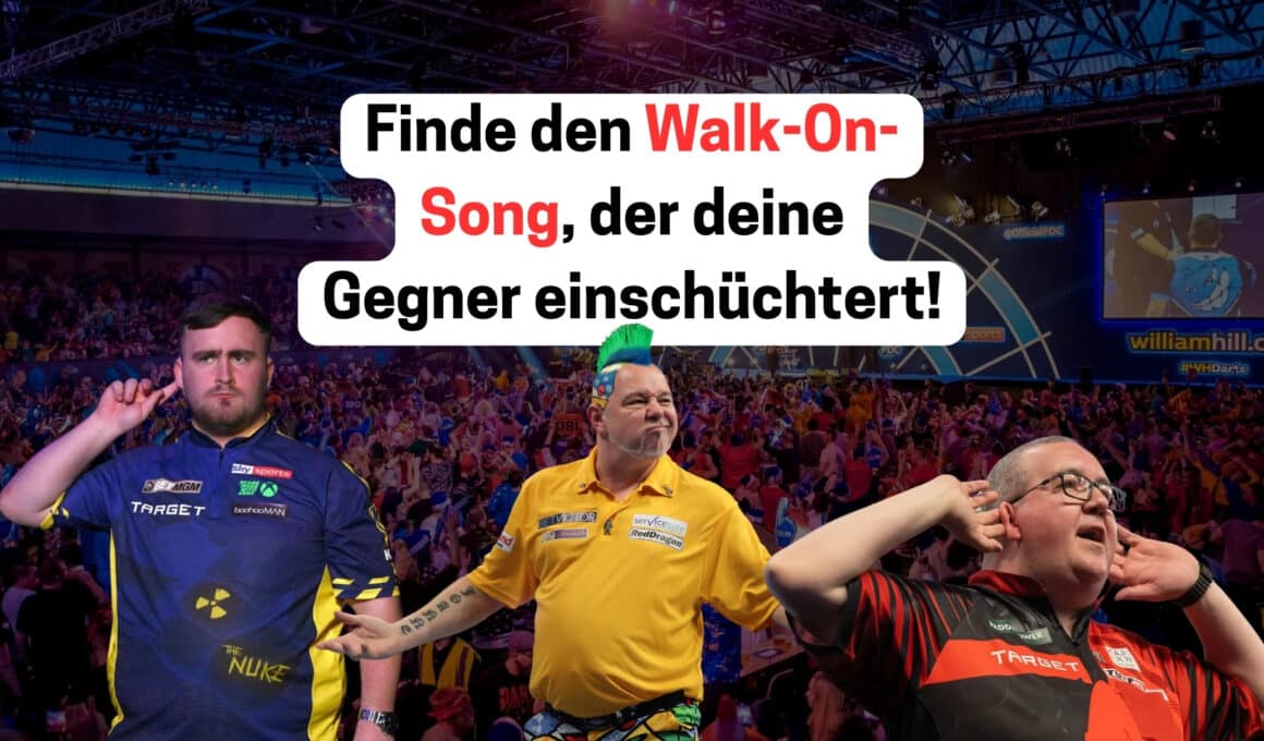 Dartspieler beim Einmarsch auf großer Bühne mit passendem Walk-On Song