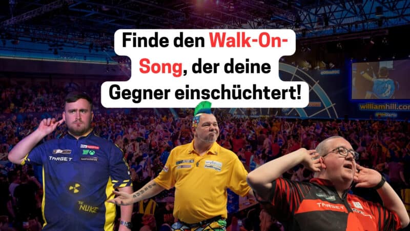 Dartspieler beim Einmarsch auf großer Bühne mit passendem Walk-On Song