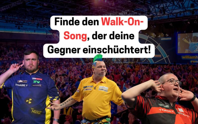 Dartspieler beim Einmarsch auf großer Bühne mit passendem Walk-On Song