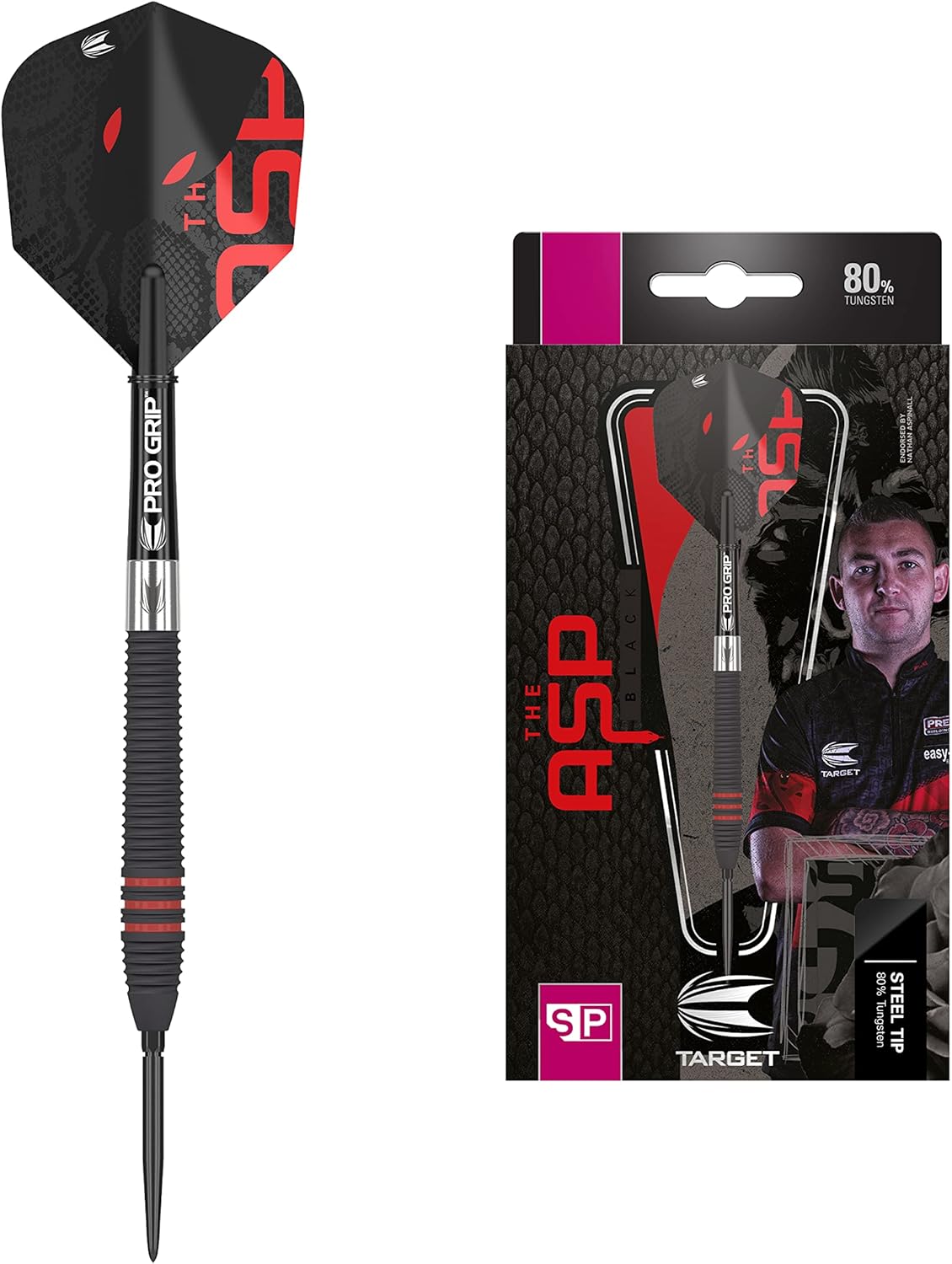 Nathan Aspinall Black Grip Plus 80% Tungsten Dart