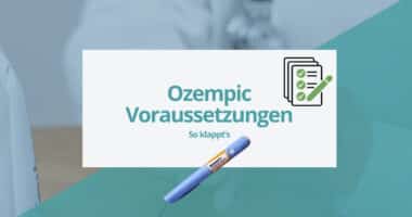 Ozempic Voraussetzungen – Titelgrafik mit Checkliste und Ozempic-Pen; Leitfaden: So bekommst du ein Rezept beim Hausarzt.
