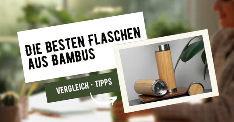 Titelbild: Bambus Thermosflasche Test 2025 mit nachhaltigen Flaschen und Vergleichstipps auf grünem Hintergrund