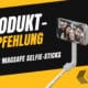 Titelbild: Bester MagSafe Selfie-Stick 2025 mit iPhone im Magnet-Case vor gelbem Hintergrund