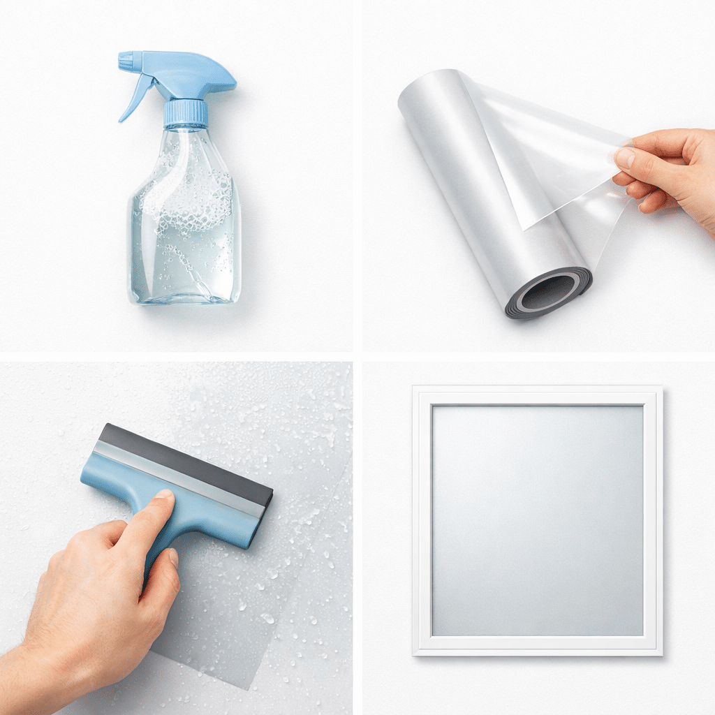 Sichtschutzfolie Fenster anbringen – Schritt für Schritt Anleitung mit Sprühflasche und Rakel